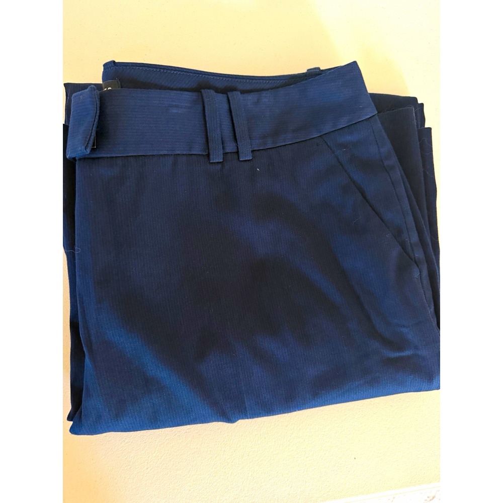 The Limited Women's Blue Dress Pants Solid Flat Front Cotton Zip Button 14